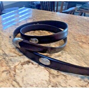 Brown Leather  Mens Size 48 Golf Belt W/silver metal Golf  Conchos